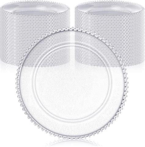 Amazon.com | Hoolerry 50 Pack Clear Charger Plates Bulk 13 Inch Plastic ...