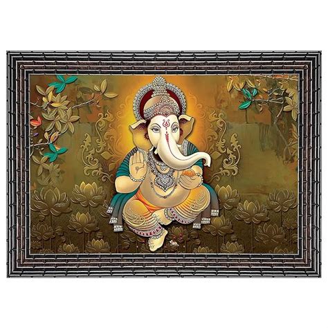 Amazon Brand - Lord Ganesha Premium Framed Art Painting (10618SGB ...