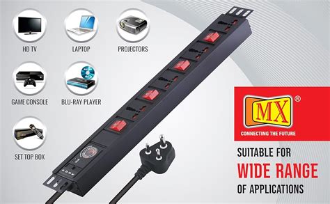 Buy MX 5‑Outlet Extension Board 1500 W 6 A with Live Voltage Display ...