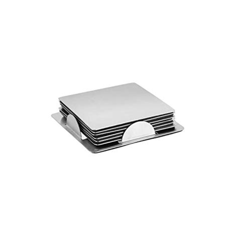 Shri and Sam Stainless Steel Square Coaster Set, 7-Pieces, Silver ...