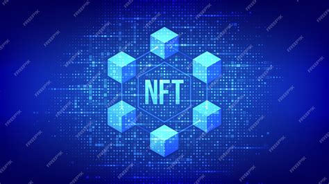 Фон технологии NFT, сделанный с двоичным кодом Незаменимый токен ...
