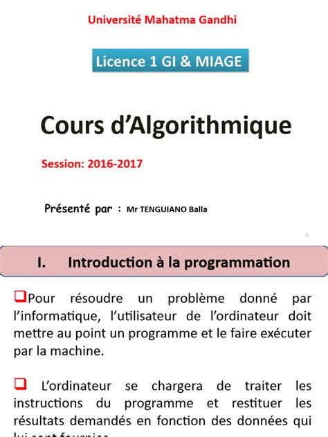 Image result for Cours D'informatique Algorithme Et Programmation