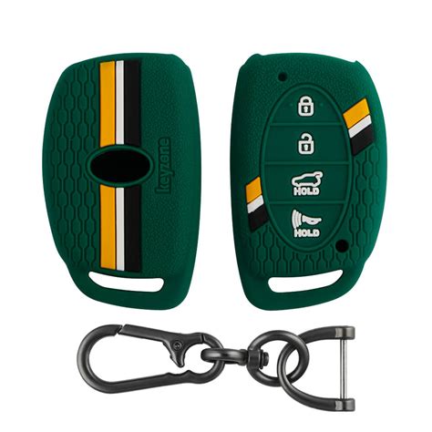 Keyzone striped key cover and keychain fit for : Venue, Elantra, Tucso