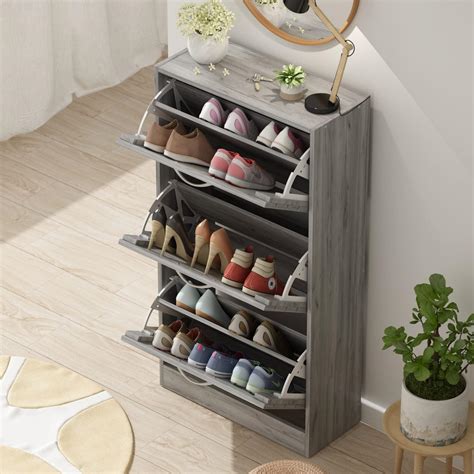 Buy AIEGLE Shoe Storage Cabinet with 3 Flip Drawers for Entryway ...
