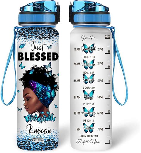 Personalized Just Blessed You Are Beautiful Black Women 32Oz Liter ...