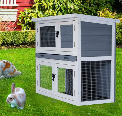 Buy 2 Story Rabbit Hutch Outdoor Bunny Hutch Indoor Rabbit Hutch with ...