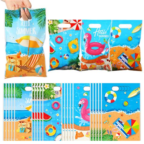 Windyun 100 Pieces Summer Party Favor Bags Beach Party Candy Bags ...