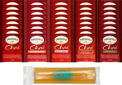 Twinings Chai Tea Bag Variety Pack of 40 with By The Cup Honey Sticks ...