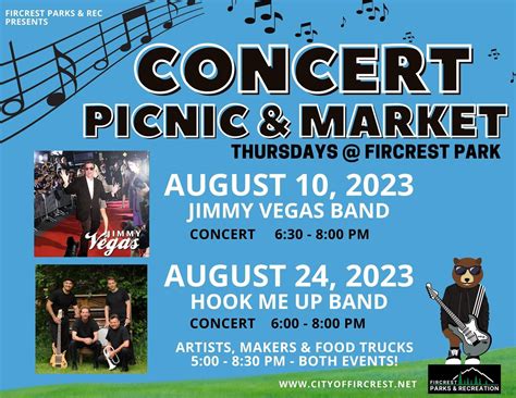 August Concert, Market and Picnic in the Park - City of Fircrest