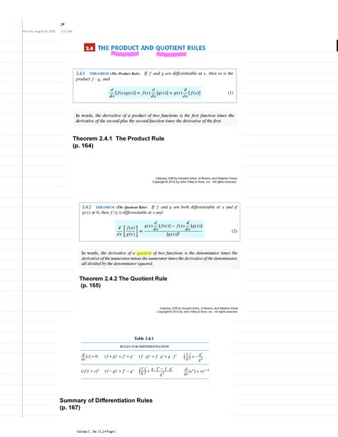 Product And Quotient Rule