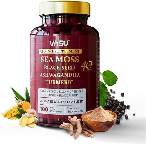 Vasu Sea Moss Capsules - 100 Count - Sea Moss Black India | Ubuy