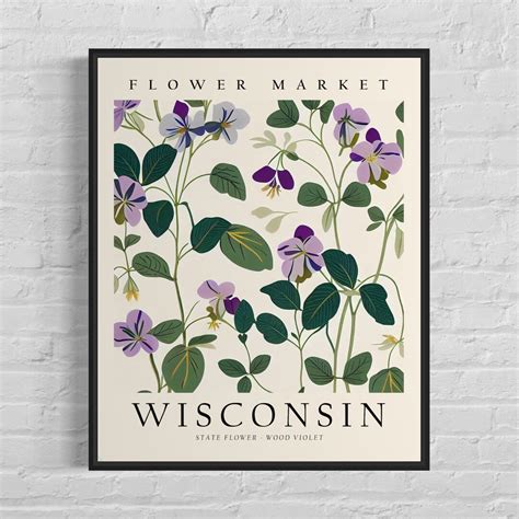 Wisconsin State Flower, Wisconsin Flower Market Art Print, Wood Violet ...
