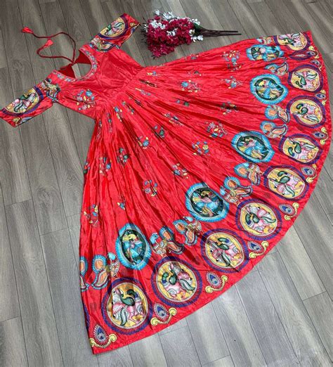 PC 324 CHINON WITH KALAMKARI PRINT CASUAL WEAR FANCY GOWN FOR WOMEN AT ...