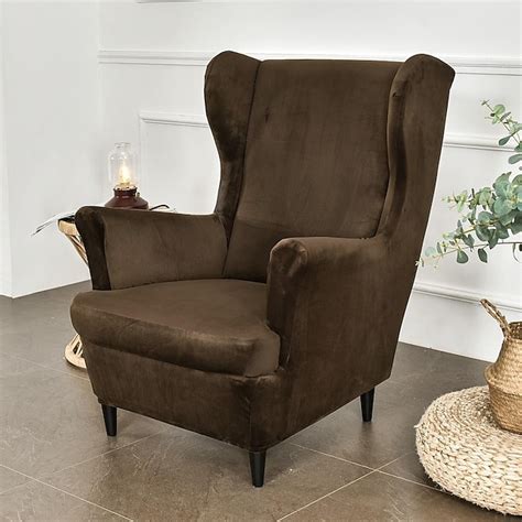 Velvet Stretch Wingback Chair Cover Wing Chair Slipcovers Spandex ...