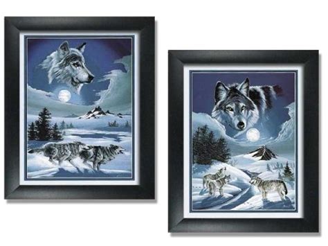 WallsThatSpeak 2 Framed Moonlit Wolves Art Prints Howling at Moonlight ...