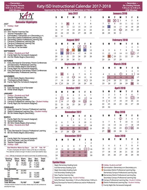 Katy Isd Instructional Calendar