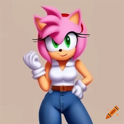 Character amy rose shopping in a white sleeveless shirt and blue jeans ...