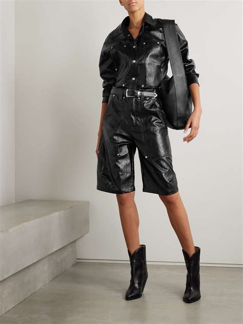 MARANT ÉTOILE Azilia crinkled-faux leather shorts | NET-A-PORTER