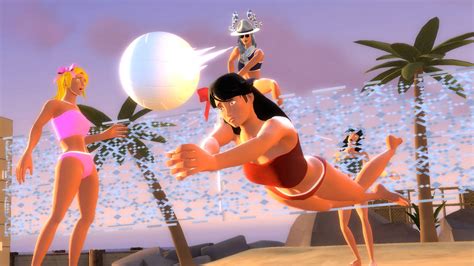 Aften and River engaged in a game of strip volleyball game Background