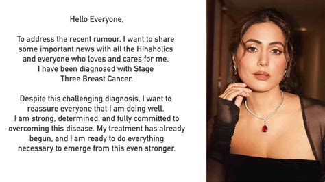 Hina Khan Diagnosed With Stage 3 Breast Cancer; Actress Reveals Health ...