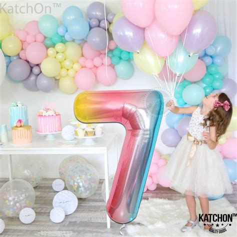 Buy Huge, Rainbow Number 7 Balloon - 40 Inch | 7 Balloon Number For 7th ...