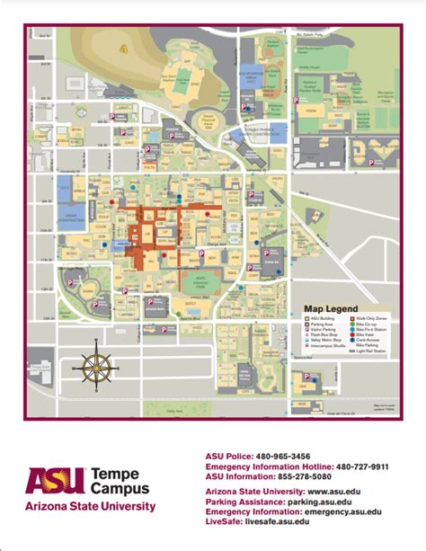 Arizona State University Tempe Campus Map (2025-2024) - All Maps