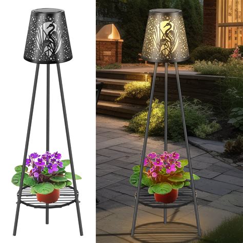 EYZH Solar Floor Lamp Lights,2 Pack Outdoor Solar Yard Porch Lantern ...