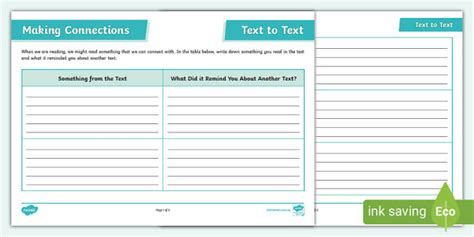 Making Connections - Text to Text Worksheet (teacher made)