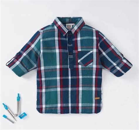 Ed-a-Mamma Sustainable Boys Plaid Hooded Shirt