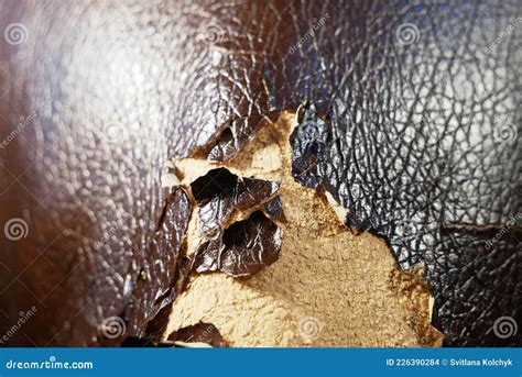 Shabby and Worn Brown Faux Leather Texture Background with Cracks and ...