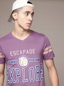 Roadster Printed Men V Neck Purple T-Shirt - Buy Roadster Printed Men V ...