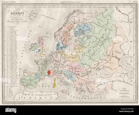 EUROPE IN 1100. showing date of foundation of each state. MALTE-BRUN, c1846 map Stock Photo - Alamy
