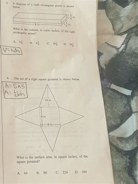 Solved A diagram of a right rectangular prism is shown | Chegg.com
