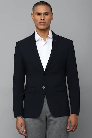 Buy Men Navy Slim Fit Solid Formal Blazer Online - 790339 | Allen Solly