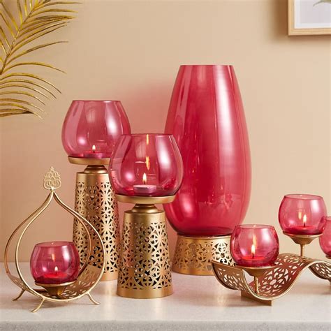 Buy Rylee Glass Cut-Out Detailed Hurricane Candle Holder from Home ...