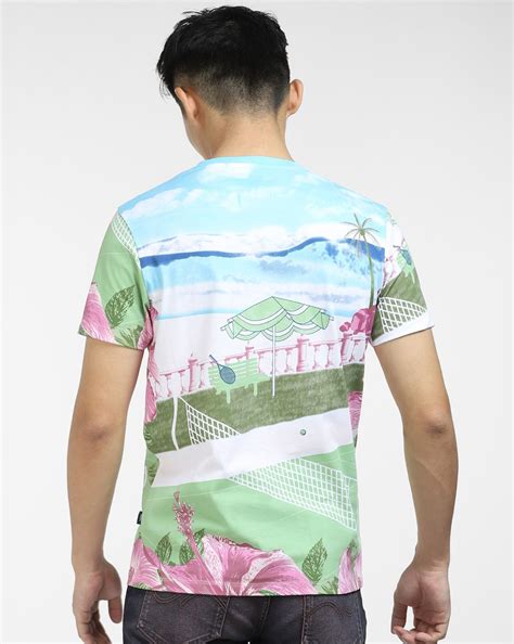 Buy Blue Printed Crew Neck T-shirt for Men