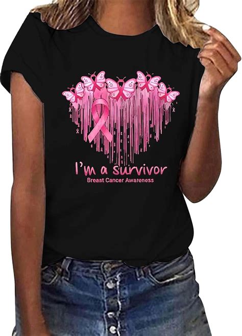 Breast Cancer Shirt Women Pink Ribbon Awareness T-Shirt Breast Cancer ...