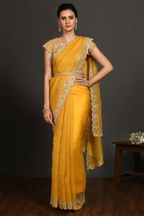 Sage Stone and Cutdana Organza Saree