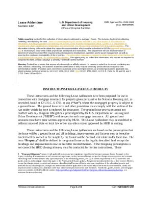 Lease Addendum Section 242 - HUD Doc Template | pdfFiller
