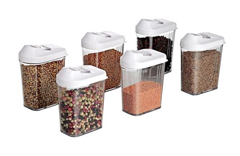 Buy SmartStore PLASTIC EASY FLOW STORAGE JAR WITH LID (750ML, SET OF 6 ...