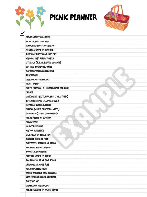 Picnic Checklist Pdf at Jackson Mcpherson blog