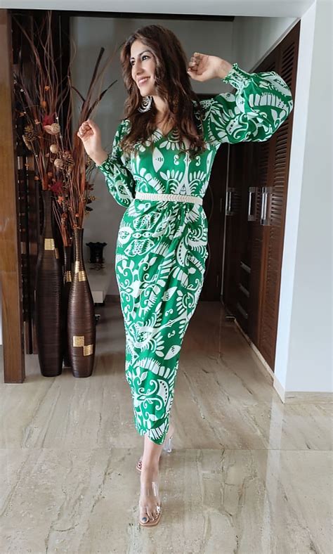 Green White Dress with Belt – Label DC