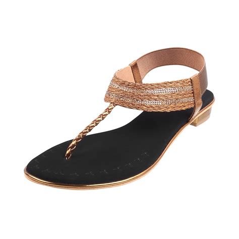 Buy Mochi Women Antic Gold Flat Fashion Sandal UK/2.5 EU/35 (33-116) at ...
