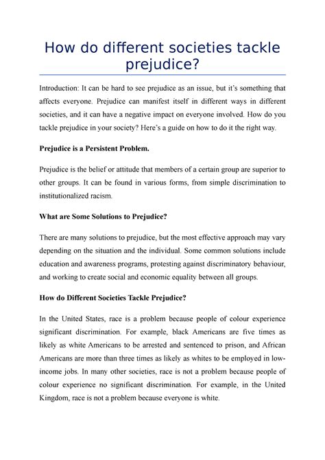 How do different societies tackle prejudice - How do different ...