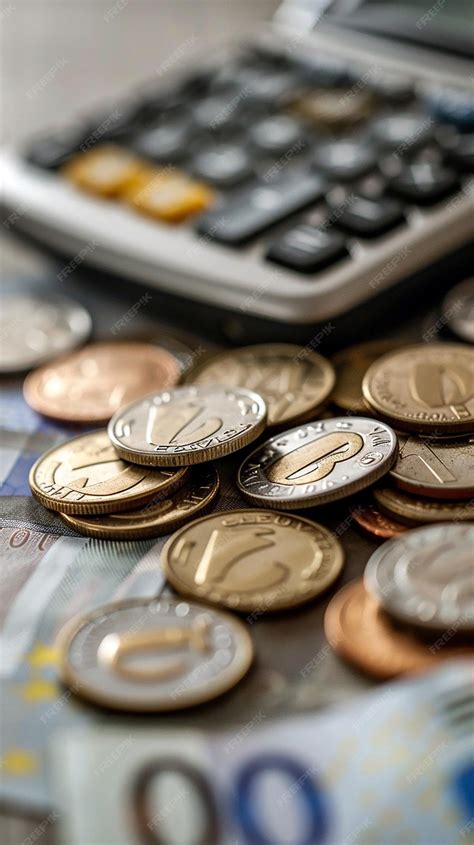 Premium Photo | Financial Calculation Euro Coins and Calculator