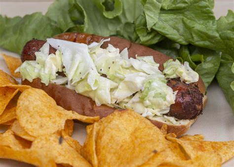 Recipe: Smoked Hot Dogs with Carolina Coleslaw