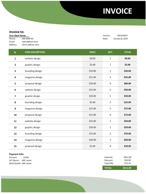 Best 13 Invoice Templates | Invoice Design | Printable Invoice | Excel ...