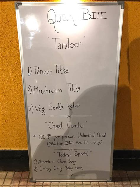 Menu at Quick Bite, Pandhurna