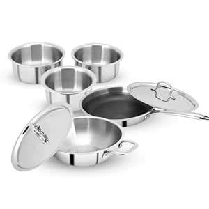 Buy Storehaus Triply SAS Metal 7 Pcs Cookware Set of Topes, Honeycomb ...