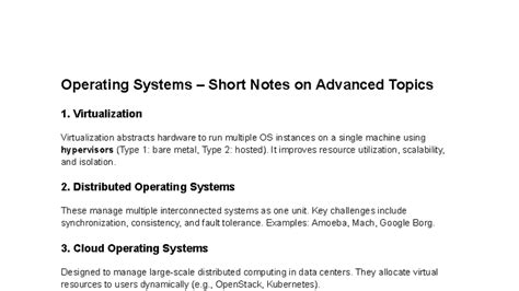 OS QnA A2 - Short Notes on Advanced Topics in Operating Systems - Studocu